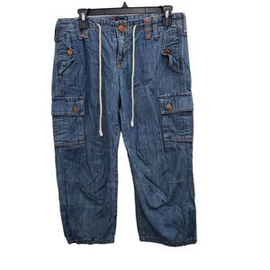 Underground Soul Women's‎ Vintage Y2K Baggy Drawstring Cropped Jeans Junior's 5